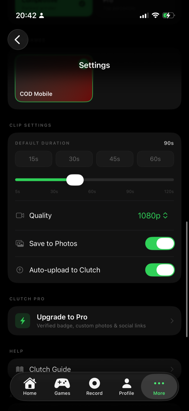 Settings · quality & auto-upload
